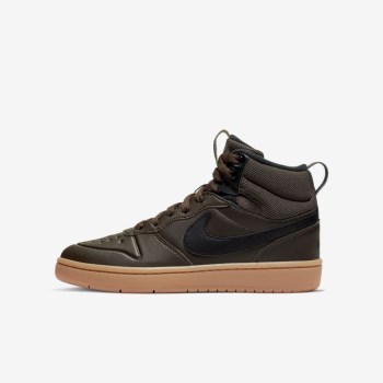 Nike Court Borough Mid 2 Boot - Nagyobb Gyerek Utcai Cipő - Barna/Barna/Fekete